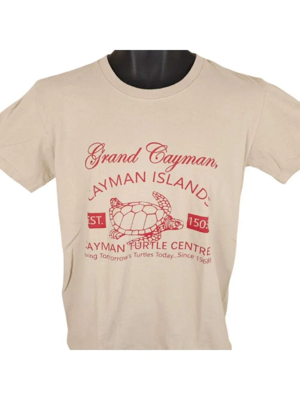 Cayman Islands T Shirt Mens Size Medium Beige Grand Cayman Turtle Centre